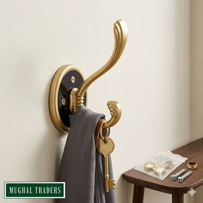 Premium Luxury Golden Wall Hook - Heavy Duty Metal Cloth & Key Hanger
