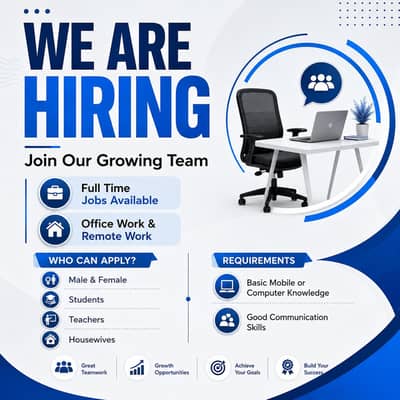 we are hiring male and female for jobs