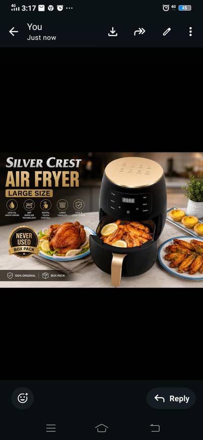 Silver Crest Air Fryer Large Size Box Pack | Never Used | Like New
