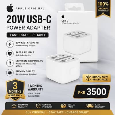 Apple Original 20W USB-C Fast Charger Sealed Pack | 3 Months Warranty