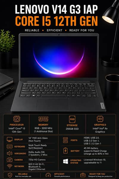 LENOVO V14 G3 IAP CORE i5 12TH GEN | 8GB RAM + 256GB SSD