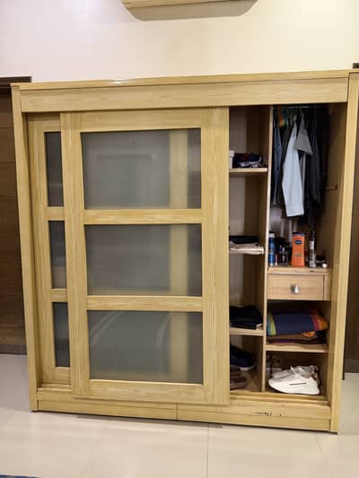 Two Door Slider Wood Wardrobe