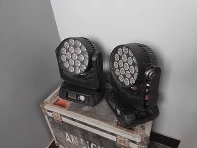 2x Clair LED Genius 19Wash Moving Heads + Flight Case
