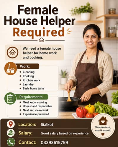 Female House Helper Required