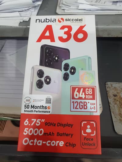 NUBIA A36. . . 4+8- 64 GB. NEW MOBILE. 03155579747