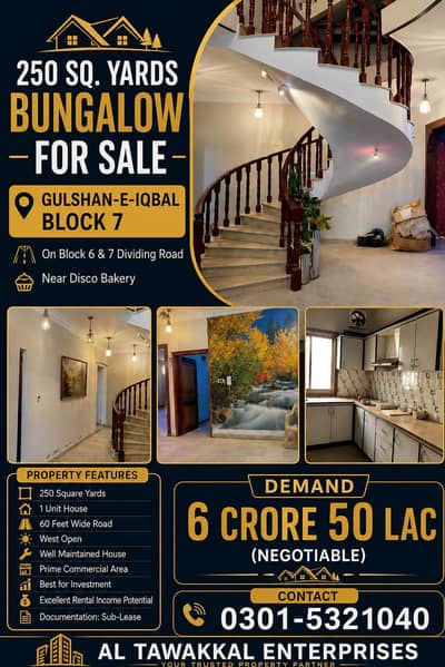 250 SQ. YARDS BUNGALOW FOR SALE