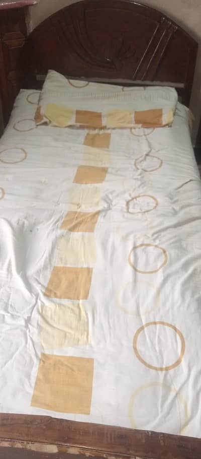 Wooden single bed for sale with mattress