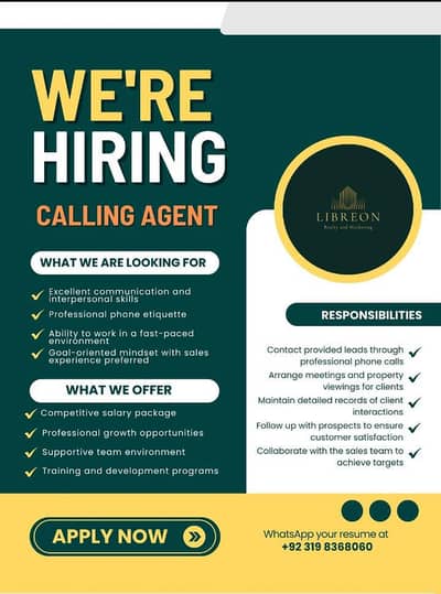 Urgent Need Sales Calling Agent for Marketing Office