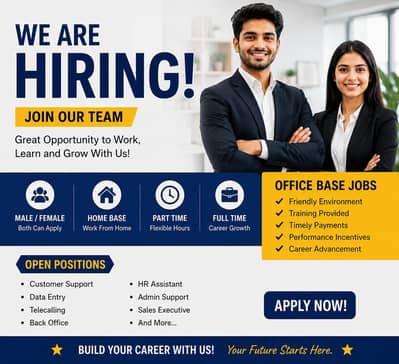 hiring staff male female full time  part time home based office based