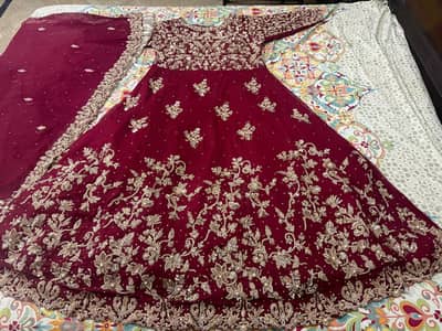 mahroon bridal maxi dress/ baraat bridal dress for sale