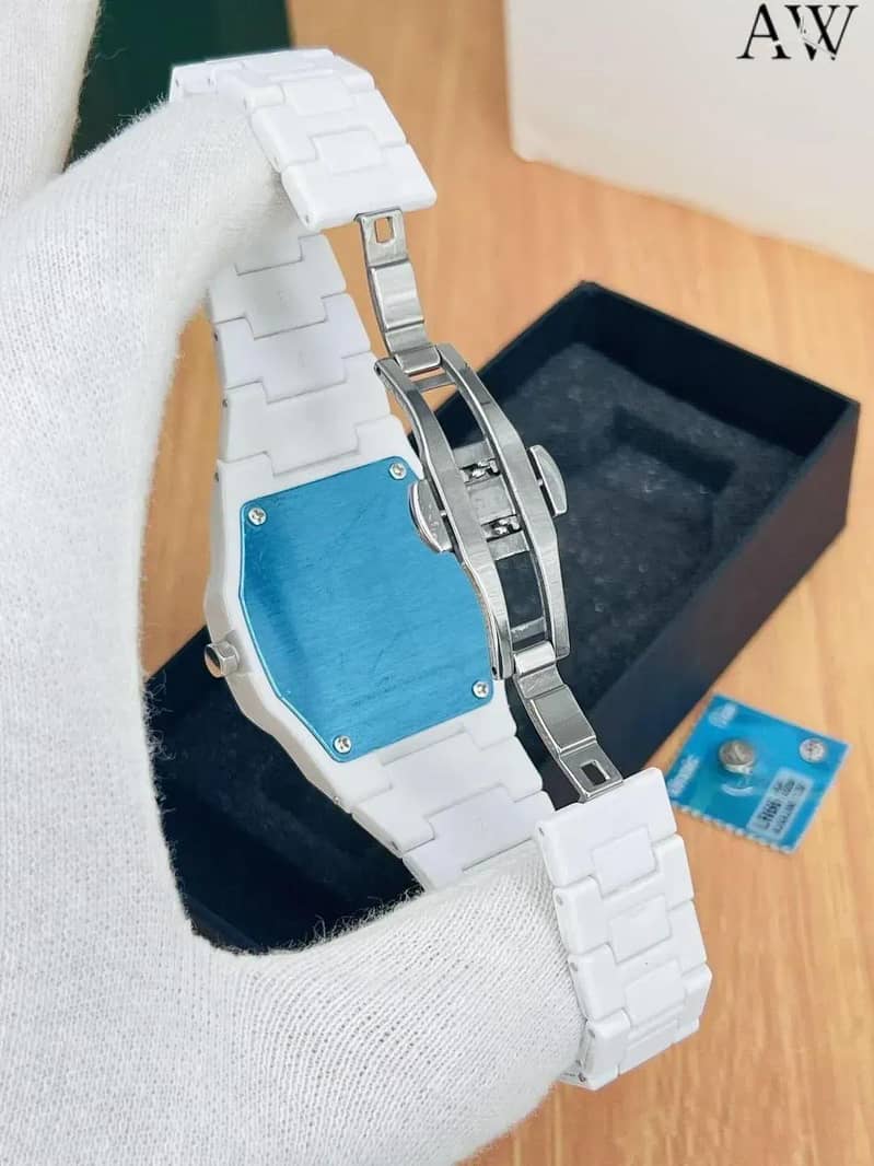 premium men's Analog watch Corbin fiber chain strap white luxury desig 1