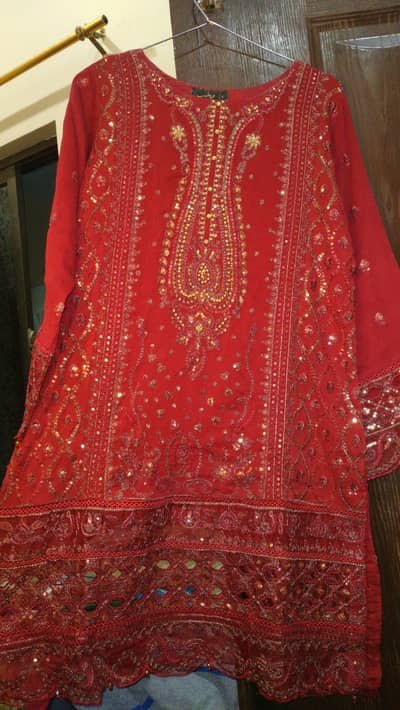 Original Bin tayab brand Heavy Embroidered Chiffon 3 piece Dress