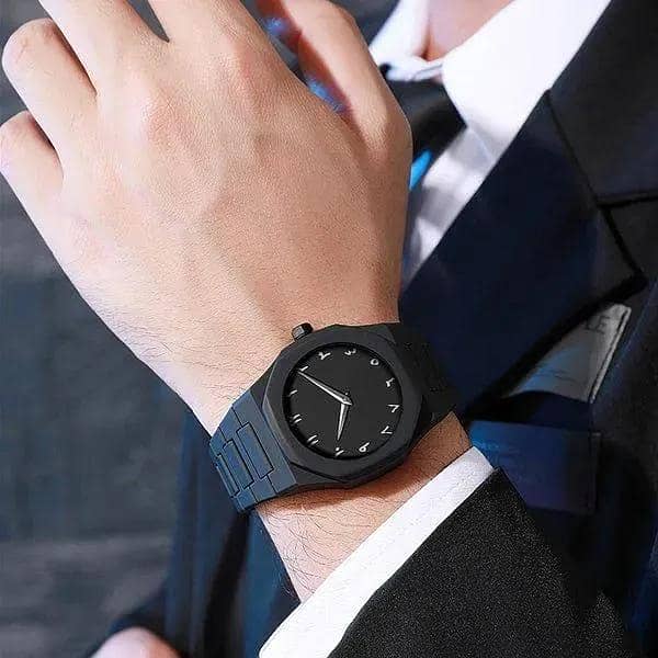 Premium Men’s Analog Watch Carbon Fiber Chain Strap black Luxury desig 1