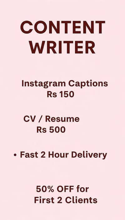 Content Writer Available - Urgent Work 2 Hour Delivery