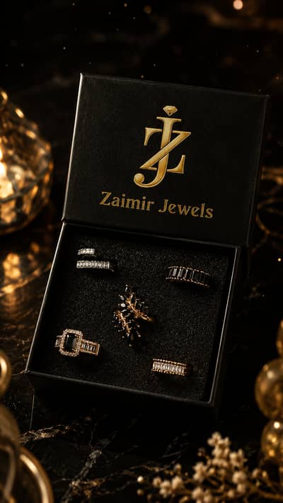 5 Rings Set Gift Pack | Premium Adjustable Rings | Luxury Black Box |