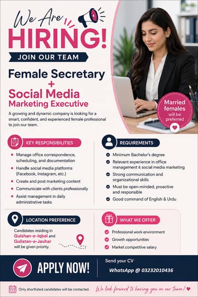 Required Assistant plus Online Marketing Female