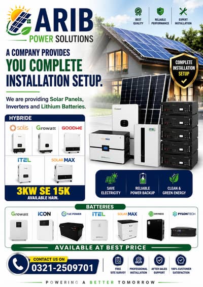 Solar Batteries & Hybrid Inverters | Growatt, GoodWe, Solis |3KW/15KW