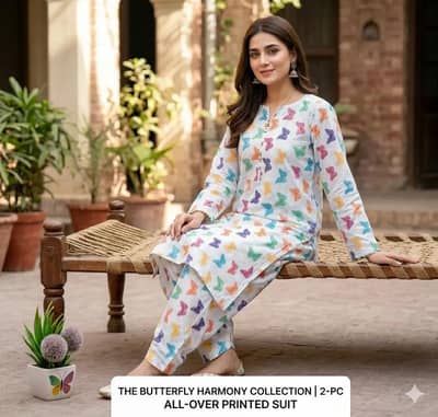 Turquoise Printed 2-Piece Suite For women