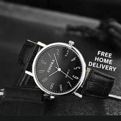 Men's black Quartz watch for business and college