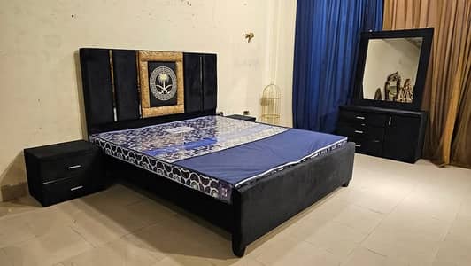 king size bed set- Poshish bed- luxury bed side table - home furniture