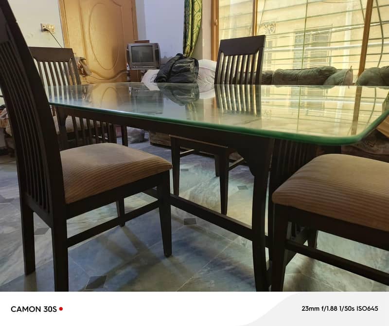 wooden dining table glass top dining table  8seater 4