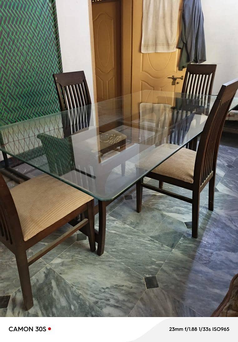 wooden dining table glass top dining table  8seater 5