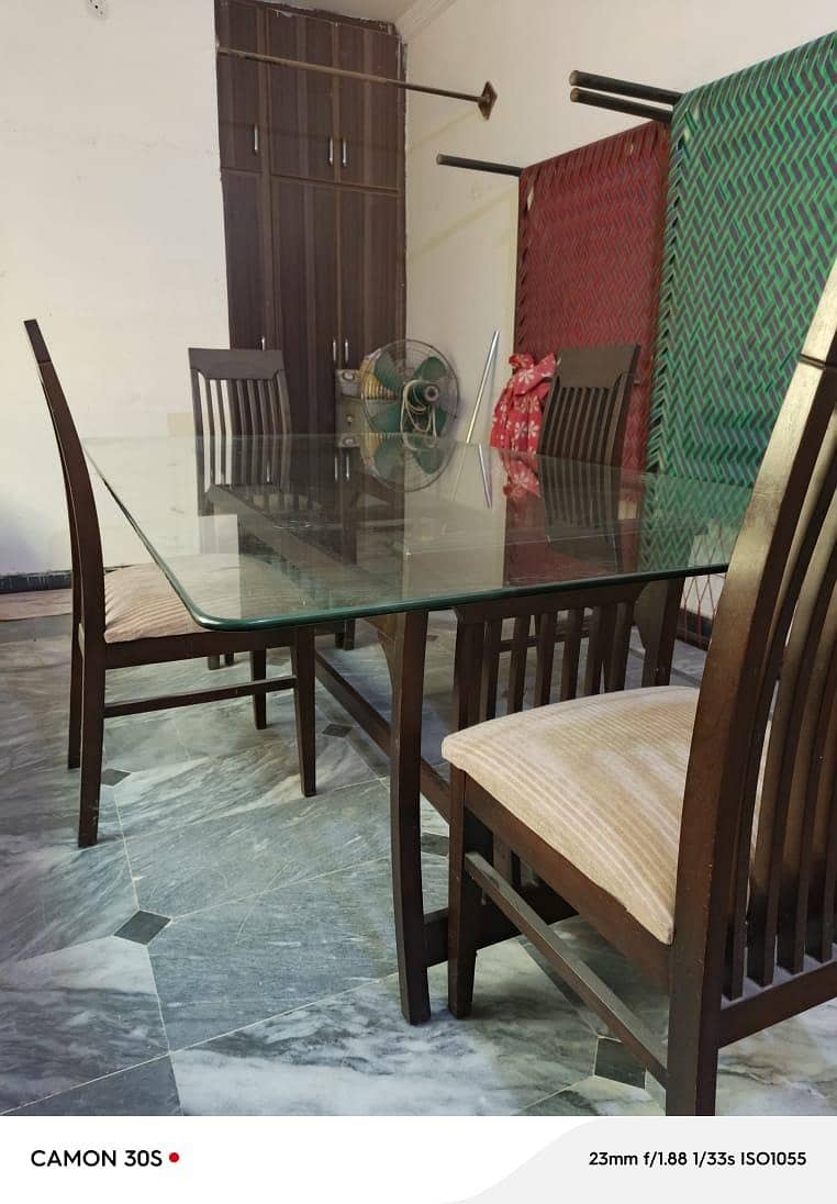 wooden dining table glass top dining table  8seater 6