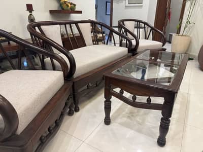 Wooden sofa 2+1+1. & table