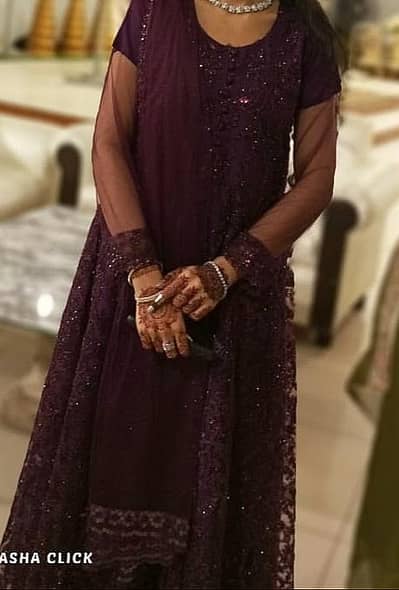 Elegant Purple Embroidered Maxi 3pc