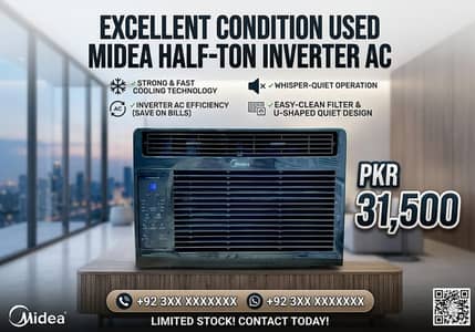 Midea Window DC Inverter AC Half Ton 1 Ton Sawa Ton Available