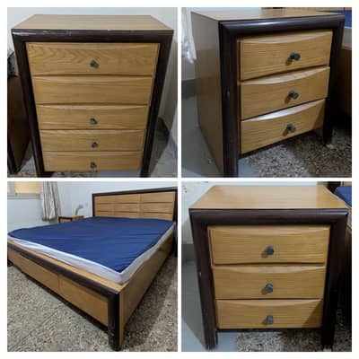 Bed with side tables and chester drawer