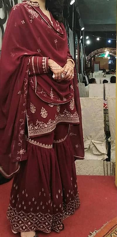 Beautiful Indian Maroon Gharara 3pc