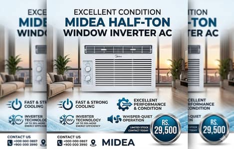 Midea Window DC Inverter AC Half Ton 1 Ton Sawa Ton Available