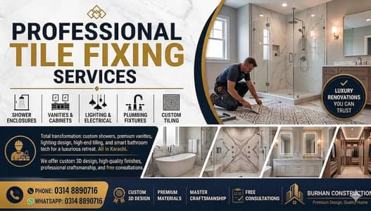 tile fixing/ office tiles / coonstruction services / office renovation