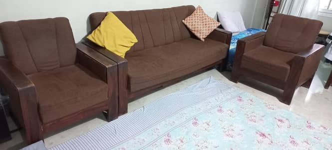 sheesham wood sofa set and table