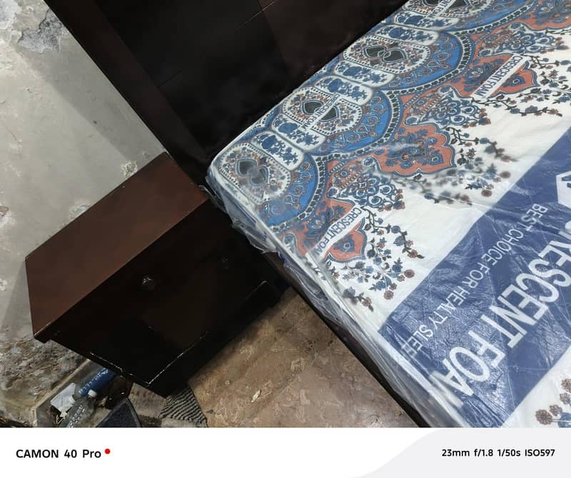 Bed with mattress & side table & dressing table 7