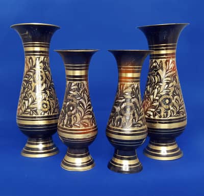 (2x 6 Inch) (2x 8 Inch) Made of Brass Vase Handcrafted Decor Pieces