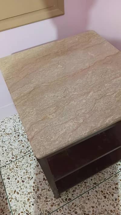 Heavy Duty Iron Side Table with Marble Top