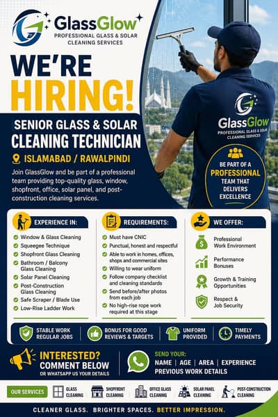 Glass and Solar Cleaner Technician