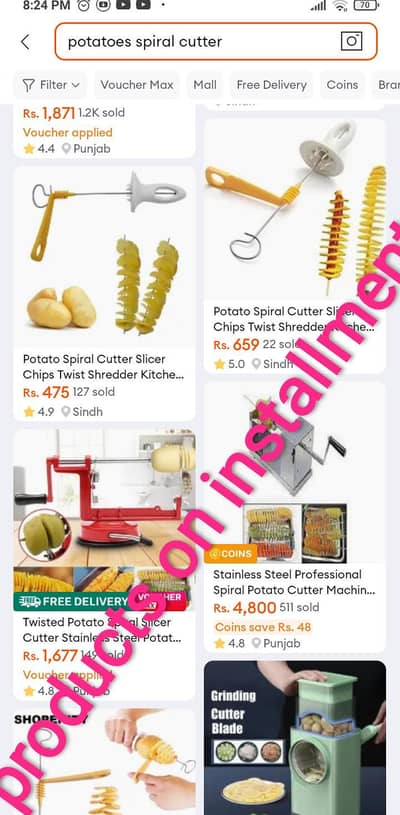 potatoes spiral cutter