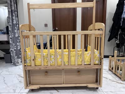 Baby Crib / Baby Cot – Wooden, Multi-Function | Excellent Condition