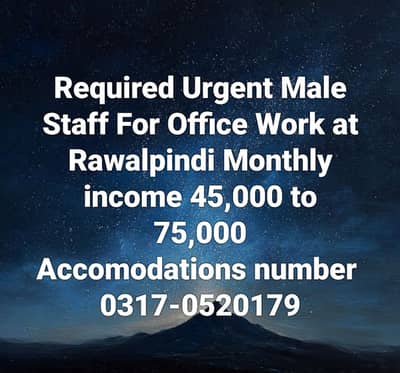 Need Male and Retired staff for Office Work
