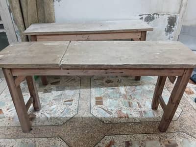 2 Wooden Benches for Tailoring Shop / Customer Seating