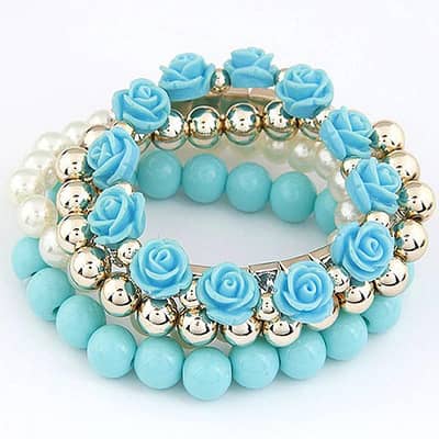 multi layer mint green rose bracelet