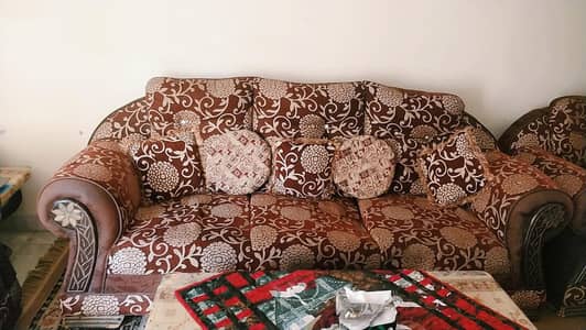 3 ,1 sofa sett brown  with glass table