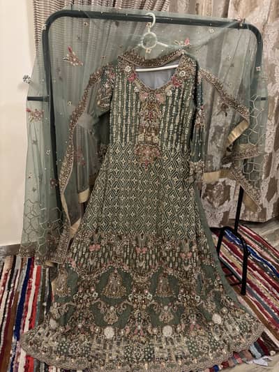 Bridal ada work maxi pistachio colour fully heavy