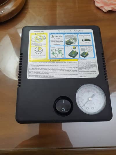 Tyre air compressor, LCD screen and rear view camera