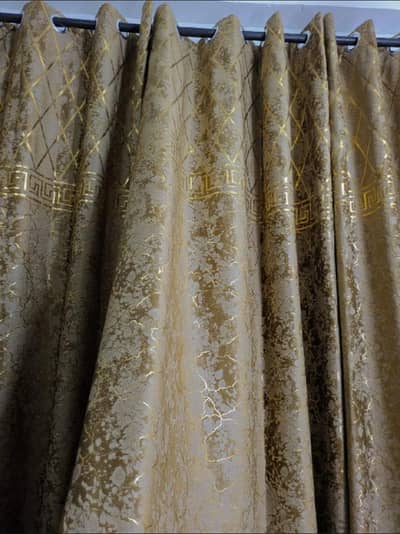 3 PC golden velvet curtain set brand new