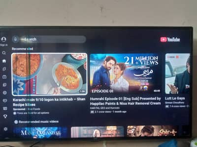 led panel line side 40 inch clear and YouTube smart tv working good