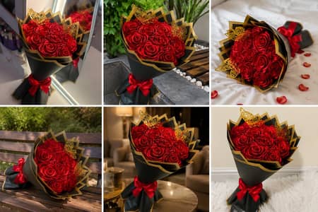 12 Ribbon Flowers Bouquet 